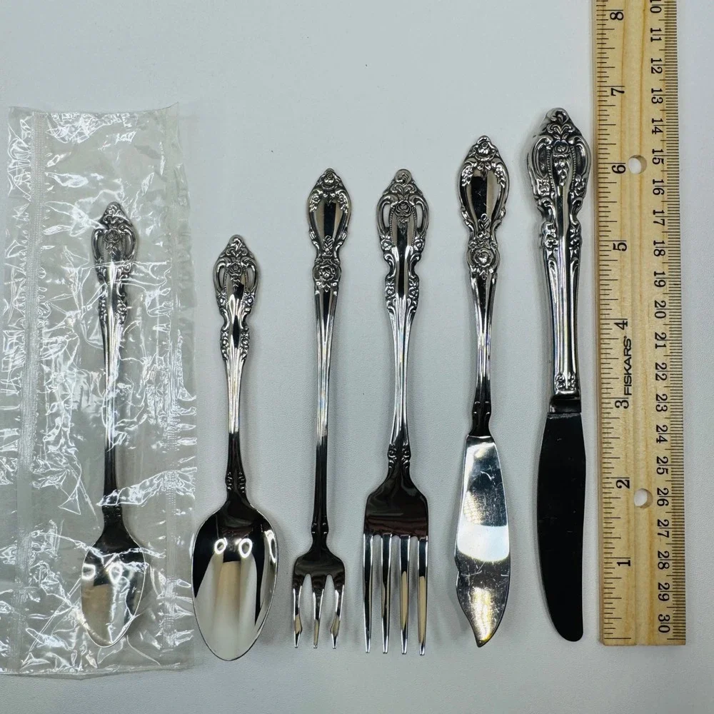 Oneida Plantation‎ Stainless Mixed Serving Utensils Lot 6 Rose Floral Flatware